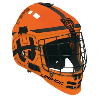 플로어볼 골키퍼 헬멧 - UNIHOC) SHIELD neon orange-black | 플로어볼 전문 쇼핑몰 후크몰