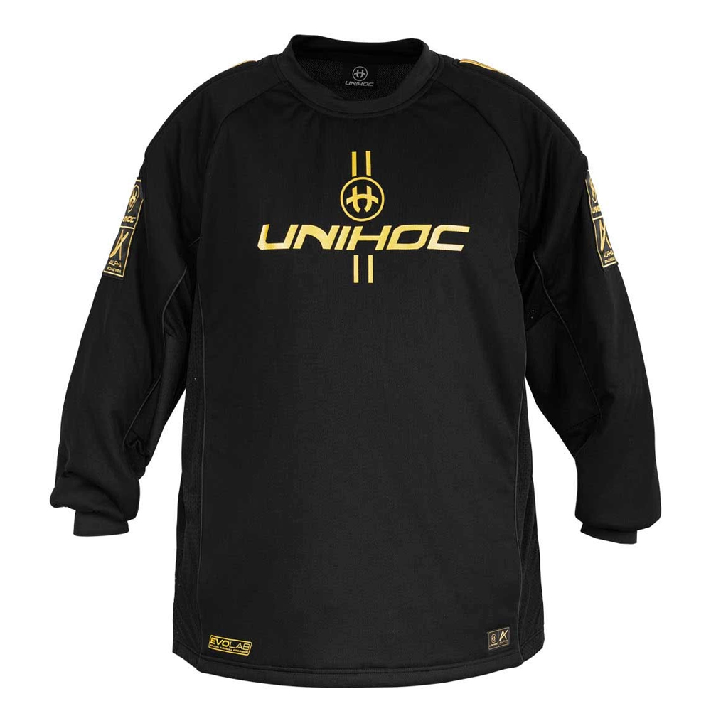 플로어볼 골키퍼 유니폼 - UNIHOC) 골키퍼상의 ALPHA EVOLAB black/gold  | 플로어볼 전문 쇼핑몰 후크몰