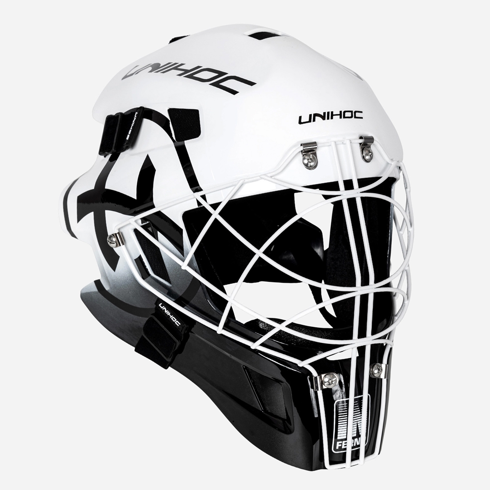 플로어볼 골키퍼 헬멧 - UNIHOC) INFERNO 66 white/black | 플로어볼 전문 쇼핑몰 후크몰