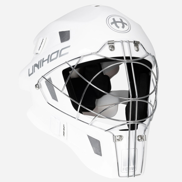 플로어볼 골키퍼 헬멧 - UNIHOC) INFERNO 66 white/silver | HOOK
