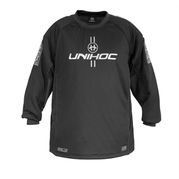 플로어볼 골키퍼 유니폼 - UNIHOC) 골키퍼상의 ALPHA EVOLAB black/silver | 플로어볼 전문 쇼핑몰 후크몰